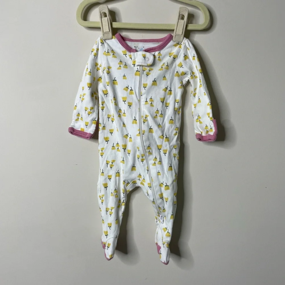 Cloud Island Yellow Flower Footed Pajamas 0-3 Months